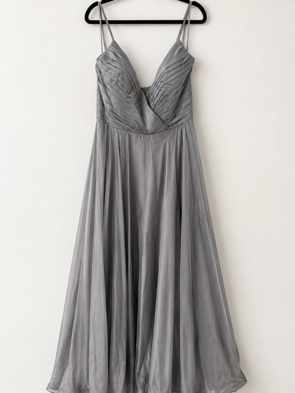 LA FEMME Womens Chiffon Ballgown Maxi Dress Size 14 - Platinum (Silver) NWT $328
